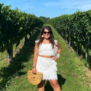 Parisian Chic White Lace Skirt Two-Piece Set